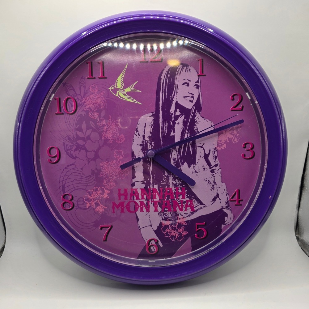 Disney Hannah Montana Wall Clock Purple Miley Cyrus Y2K Room Decor A17D0489